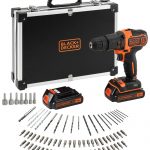 AKU UDARNI VRTALNIK 18 V S PRIBOROM+2X1,5Ah+HITRI POLN.+80-DEL.SET PRIBORA+KOVČEK Black & Decker BDCHD18BAFC
