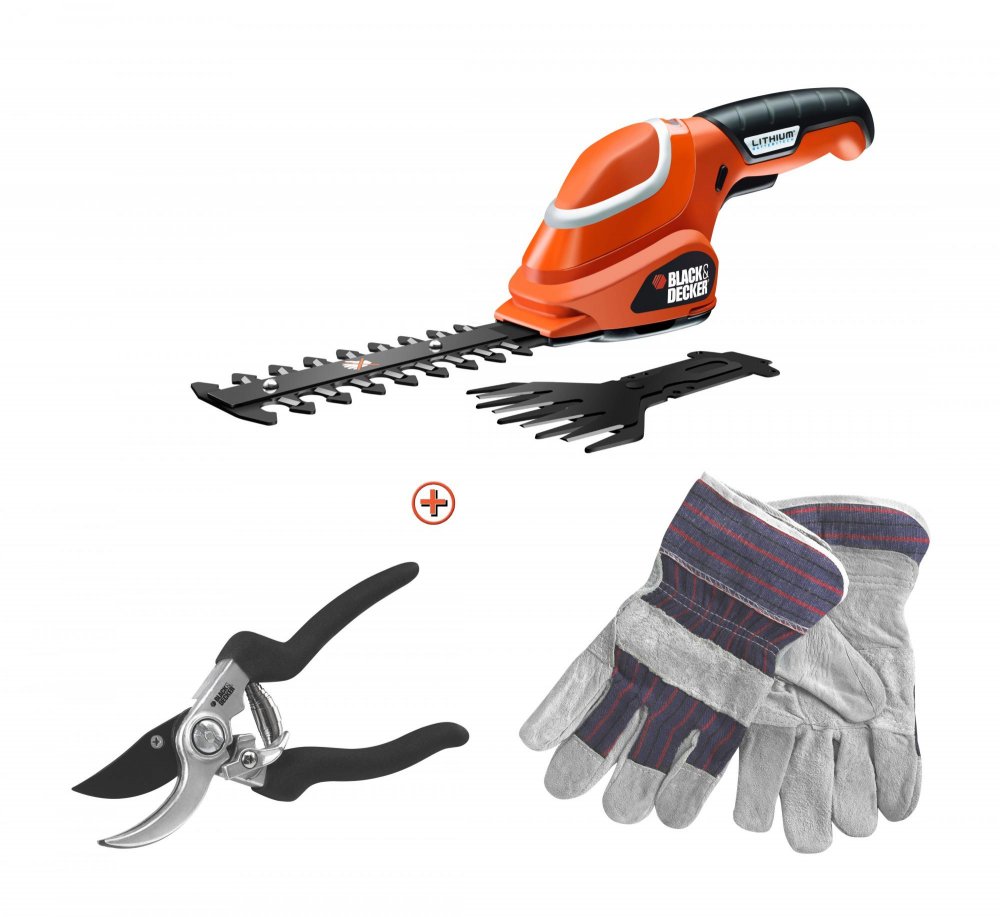 AKU ŠKARJE ZA GRMIČEVJE IN TRAVO 7 V ŠKARJE + ROKAVICE Black & Decker GSL700KIT
