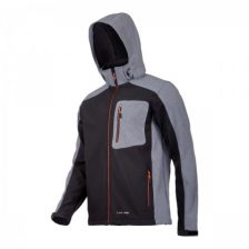 SOFTSHELL JACKET, HOOD, BLACK-GREY-ORANGE, "S", CE LAHTI L4091601