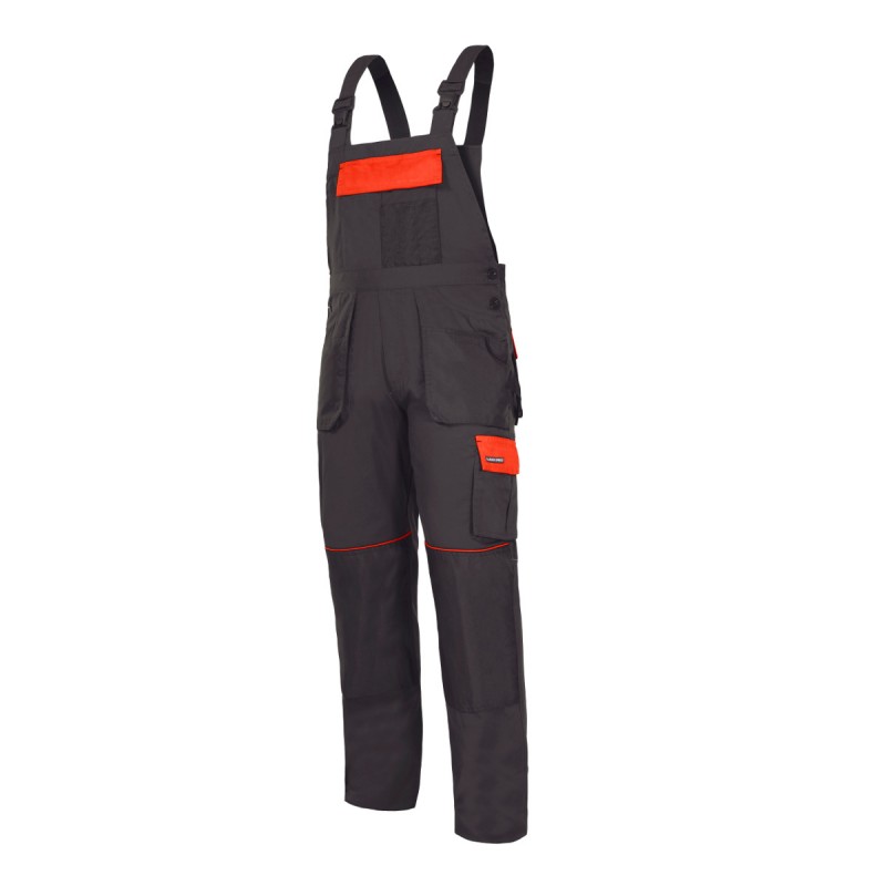 HLAČE Z NARAMNICAMI GRAFIT-ORANŽNE S(48) LAHTI L4060348 - slika 3